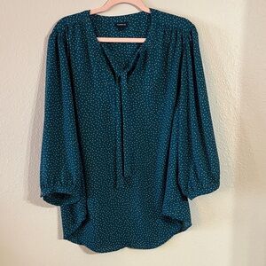 Torrid Harper blouse in teal with tiny gold dots